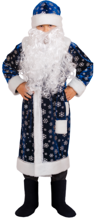 Карнавальный костюм детский Дед Мороз Снежный синий - интернет-магазин карнавальных костюмов ВМАСКАХ.РФ