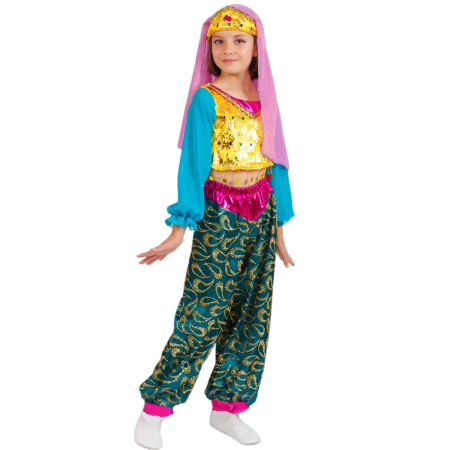 Карнавальный костюм детский Восточная красавица Лейла зеленая - интернет-магазин карнавальных костюмов ВМАСКАХ.РФ