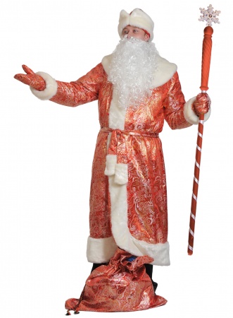Дед Мороз парча красный - интернет-магазин карнавальных костюмов ВМАСКАХ.РФ