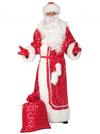 Дед Мороз плюш-серебро красный - интернет-магазин карнавальных костюмов ВМАСКАХ.РФ