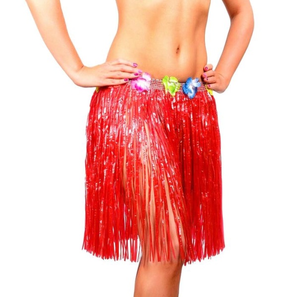 Гавайская юбка, цвет красный - интернет-магазин карнавальных костюмов ВМАСКАХ.РФ