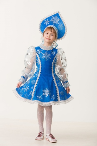 Карнавальный костюм Снегурочка велюр синяя - интернет-магазин карнавальных костюмов ВМАСКАХ.РФ