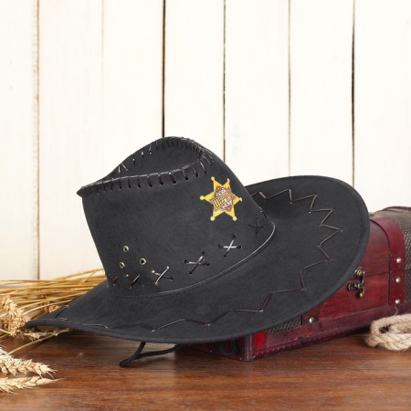 Ковбойская шляпа «Шериф», р-р. 56-58, цвет чёрный - интернет-магазин карнавальных костюмов ВМАСКАХ.РФ