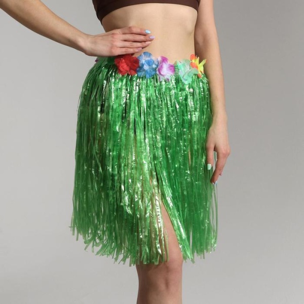 Гавайская юбка, цвет зелёный - интернет-магазин карнавальных костюмов ВМАСКАХ.РФ