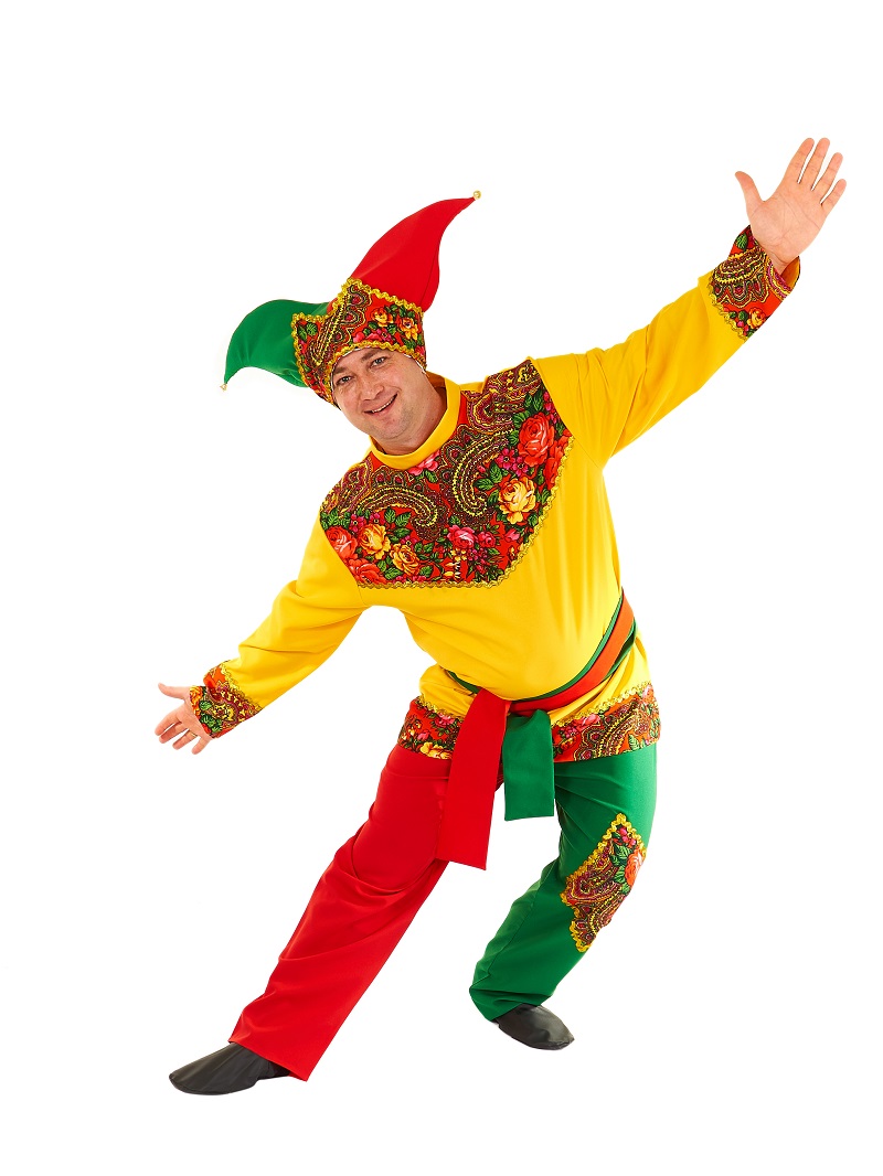 Взрослый карнавальный костюм Скоморох, 50-52 размер фото