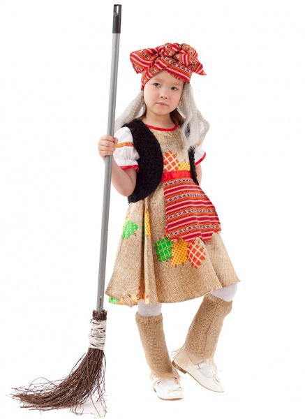 Карнавальный костюм платье Баба Яга для девочки