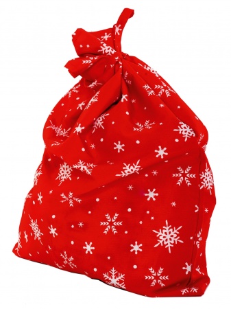 Мешок Деда Мороза красный со снежинками - интернет-магазин карнавальных костюмов ВМАСКАХ.РФ