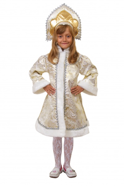 Карнавальный костюм детский Снегурочка девочка-1 золотая - интернет-магазин карнавальных костюмов ВМАСКАХ.РФ