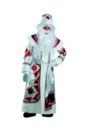Карнавальный костюм Дед Мороз серебряно-красный взр. - интернет-магазин карнавальных костюмов ВМАСКАХ.РФ