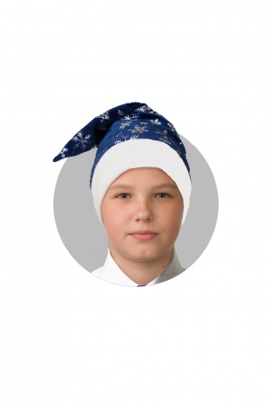 Колпак Синий со снежинками, плюш - интернет-магазин карнавальных костюмов ВМАСКАХ.РФ