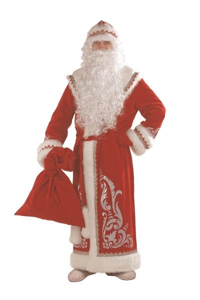Карнавальный костюм Дед Мороз аппликация красный взрослый - интернет-магазин карнавальных костюмов ВМАСКАХ.РФ