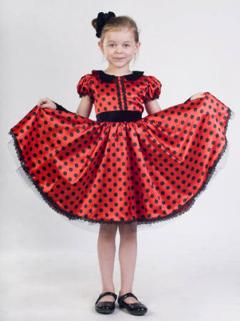 Платье красное в черный горох  - интернет-магазин карнавальных костюмов ВМАСКАХ.РФ