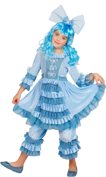 Карнавальный костюм детский Мальвина в голубом - интернет-магазин карнавальных костюмов ВМАСКАХ.РФ