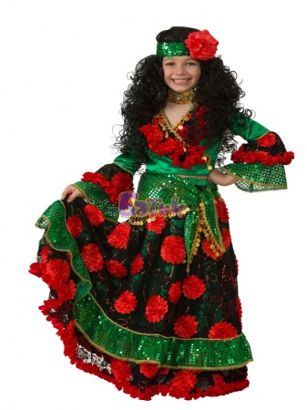 Карнавальный костюм Цыганка-гадалка зеленая - интернет-магазин карнавальных костюмов ВМАСКАХ.РФ