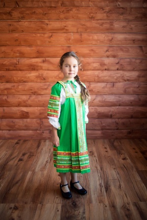 Сарафан Дарья детский зеленый - интернет-магазин карнавальных костюмов ВМАСКАХ.РФ