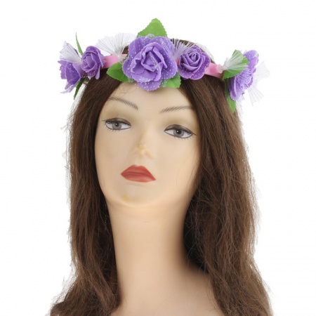 Гавайский светящийся венок «Фиолетовые розы» - интернет-магазин карнавальных костюмов ВМАСКАХ.РФ