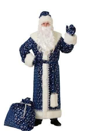Карнавальный костюм Дед Мороз плюш синий взр. - интернет-магазин карнавальных костюмов ВМАСКАХ.РФ