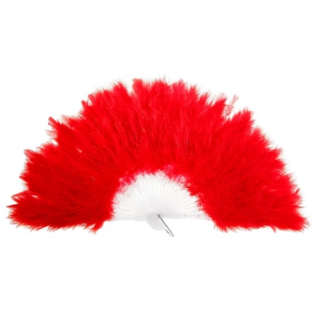Веер пуховой, 28 см, цвет красный - интернет-магазин карнавальных костюмов ВМАСКАХ.РФ