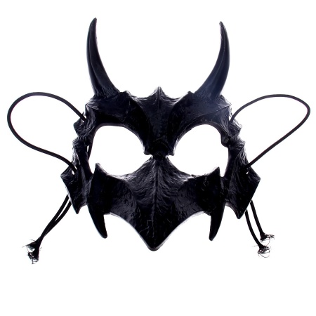 Маска череп с рогами черная - интернет-магазин карнавальных костюмов ВМАСКАХ.РФ