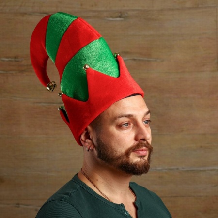Карнавальная шляпа «Гном», р-р. 56-58, цвет красно-зелёный - интернет-магазин карнавальных костюмов ВМАСКАХ.РФ