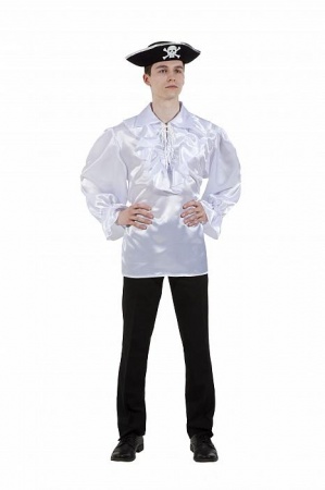 Пиратская рубашка белая взрослая - интернет-магазин карнавальных костюмов ВМАСКАХ.РФ