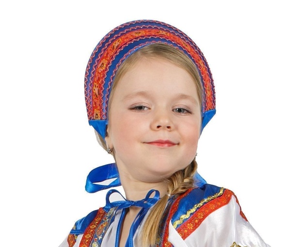 Кокошник синий с тесьмой - интернет-магазин карнавальных костюмов ВМАСКАХ.РФ