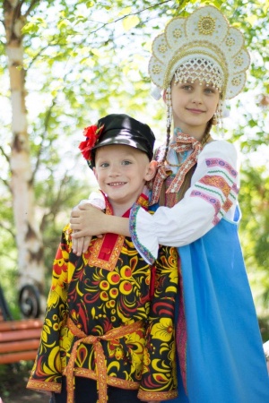 Косоворотка Хохлома детская черная - интернет-магазин карнавальных костюмов ВМАСКАХ.РФ