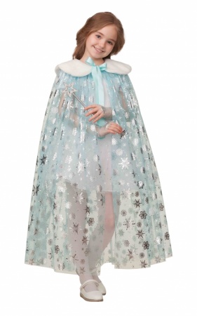 Плащ Принцессы бирюзовый снежинки (фатин) - интернет-магазин карнавальных костюмов ВМАСКАХ.РФ