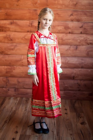 Сарафан Аленушка детский красный - интернет-магазин карнавальных костюмов ВМАСКАХ.РФ