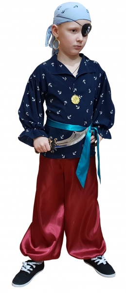 Карнавальный костюм детский Пират Джон синий - интернет-магазин карнавальных костюмов ВМАСКАХ.РФ