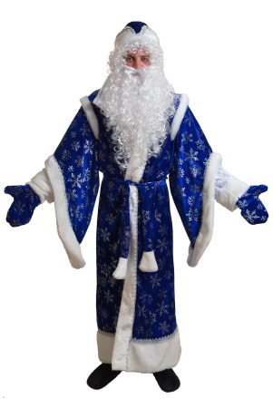 Карнавальный костюм взрослый Дед Мороз Боярский синий - интернет-магазин карнавальных костюмов ВМАСКАХ.РФ