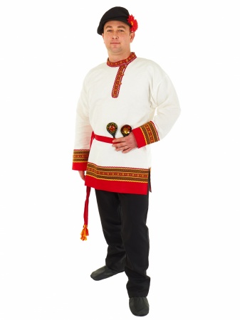 Косоворотка с кушаком мужская белая - интернет-магазин карнавальных костюмов ВМАСКАХ.РФ