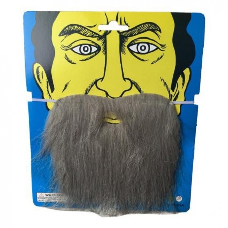 Борода с усами серая на резинке - интернет-магазин карнавальных костюмов ВМАСКАХ.РФ