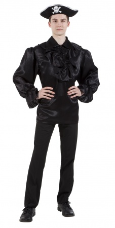 Пиратская рубашка черная взрослая - интернет-магазин карнавальных костюмов ВМАСКАХ.РФ